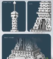 Bloques de construcción de vista de calle de la torre de París, Mini Diamante, ensamblaje de piezas pequeñas, juguete - details 7