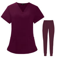 Conjunto de limpieza de farmacéutico, estomatología hospitalaria, odontología, médico, trabajo, enfermería, uniforme médico, moda con cuello en V de verano, - details 11