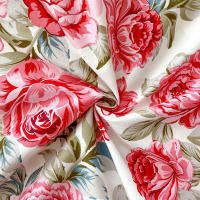 Sábanas de Cama Planas con Estampado de Flor Roja Tamaño de Cama Doble - details 3