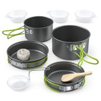 Batería de cocina portátil para camping, glamping, deportes al aire libre, multifuncional para 2-3 personas. - details 0