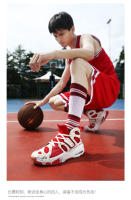 Cuero antideslizante y resistente al desgaste zapatillas de combate real versátil medio-top zapatos de baloncesto blanco y negro - details 7
