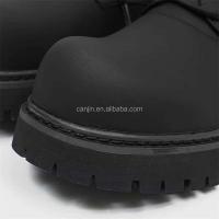 Nuevos zapatos de vestir Derby de cuero genuino para hombre de alta calidad, botines con plataforma de encaje de cabeza grande negros, logotipo de marca 38-45 - details 5