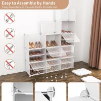 Zapatero de Plástico Portátil 8 Niveles, 32 Pares, Organizador para Armario, Entrada, Dormitorio, Pasillo Blanco, 2 x 8 - details 27