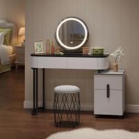 LED Ajustable y Espejo, Maquillaje con Tablero Vidrio Reforzado y Cajonera, Montaje Flexible, 100x40 cm, Mesa Mara y Metal, Blanco+Negro, MB6110wsz - details 12