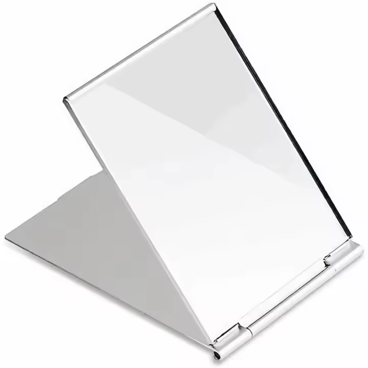Espejo de tocador plegable portátil, espejo de afeitar de ducha de viaje de un solo lado, espejo plegable pequeño para viaje, Baño - 1