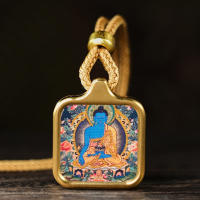 Llevando un pequeño Tangka, Bodhisattva Samantabhadra, Dragón Zhakiram, Gran Colgante del Cielo Negro, Dios Amarillo de la Riqueza, Tara Verde - details 2