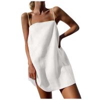 Moda Playa Corta para Verano 2024 Vestido Lineno Algodón Adelgazante con Correa Bella para Mujeres Y2K Vestido Casual de Holiday - details 3