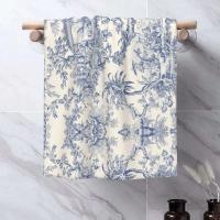 Toile De Jouy Toalla Algodón Francés Azul Marino Baño Ducha Deportes Yoga Toallas - details 101