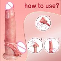 Empaque privado SEXY Extensor Condón Realista Retraso de Eyaculación Funda Pene Dildo Masculino Sexo Para Hombres Herramienta Erótica Adulta - details 3
