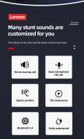 Lenovo-auriculares inalámbricos PD1X, audífonos originales de música HiFi, Bluetooth con micrófono, deportivos, resistentes al agua, 2021 - details 1
