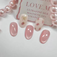 Ojo de gato arco uñas uñas usable extraíble lindo pequeño fresco fresa uñas oval uñas medias - details 3