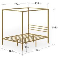 Patricia Cama 150x190 cm Altura 36 cm con almacenamiento bajo la cama Somier con dosel de metal y soporte de lamas de acero Oro - details 1