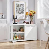 Aparador Buffet Cocina Aparador para Salon con Puerta Corredera Vitrinas de Estrecho para Salón Sala de Estar 106x33x63cm Blanco - details 1