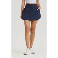 Shorts deportivos de cintura alta con cintura elástica, diseño sólido, falda para fitness, yoga, tenis y golf - details 13