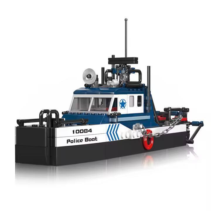 Kit de bloques de construcción de barco de policía, barco de rescate marítimo 10084, juego de juguetes, buenos regalos para niños de 8 años y más, niños y niñas (413 piezas) - 1