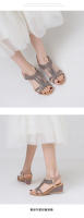 Sandalias de cuña para mujer, verano 2025, nuevo estilo, modernas y cómodas, con banda elástica, zapatos romanos con temperamento. - details 3