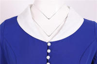 Women summer vintage a line short sleeve solid midi elegant casual party dress - details 5
