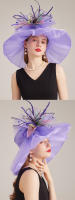 Sombreros de Verano para Mujer con Plumas y Flores en Organza y Poliéster Estilo Derby para Bodas y Té de Lujo - details 2