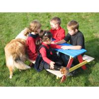 Asiento para niños fijado para Cuatro niños, como Conjunto de Estar con Mesa de Picnic o en el Casino, la Madera fsc, 90 x 85 x 45 cm, Colorido - details 7