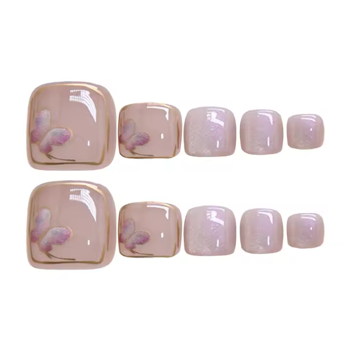 Uñas postizas de color rosa claro, fáciles de quitar, ideales para mujeres y niñas - 1
