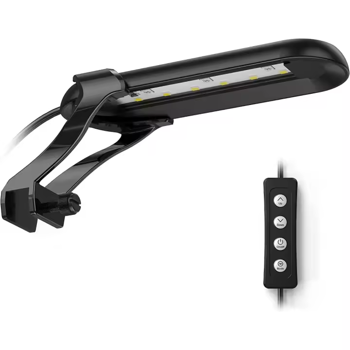 Luz LED para acuario con clip de 6 W – Lámpara para pecera Nano RGB de espectro completo con 14 modos de iluminación, control remoto, temporizador y brillo ajustable para acuarios marinos y plantados de hasta 20 litros - 1
