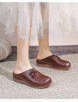 2025 Zapatos de mujer de suela blanda hueca europeos y americanos para pies gordos y anchos, nuevos zapatos de playa Baotou de alta gama de verano para mujer con suelas gruesas y medias pantuflas - details 15