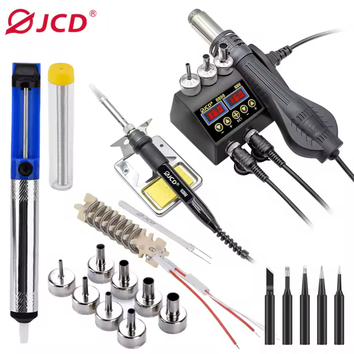 JCD 2-in-1 Welding Station 750W Hot Air Gun LCD Digital Display Adjustable Temperature SMD BGA IC Soldering Repair Tools 8898 - 1