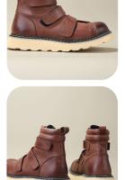 Botas versátiles de herramientas retro de moda de piel de vaca de primera capa de media banda de estilo británico - details 4