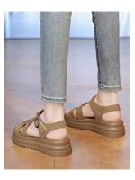 Sandalias romanas de suela gruesa para mujer, para uso al aire libre en verano 2025, nuevas, de piel auténtica, antideslizantes, versátiles, con falda, zapatos casuales. - details 5