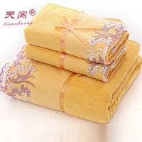 Juego de toallas de baño con bordado de bordes de encaje, juego de toallas absorbentes de microfibra, decoración de boda y baño, 3 unidades - details 2