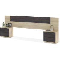 Cabecero y 2 Mesitas de Noche – Cabecero Matrimonio y 2 Mesitas de Noche – Color Roble Canadiense y Óxido - Medidas: Ancho: 247 cm x Fondo: 38 cm x Alto: 95 cm - (1093) - details 4