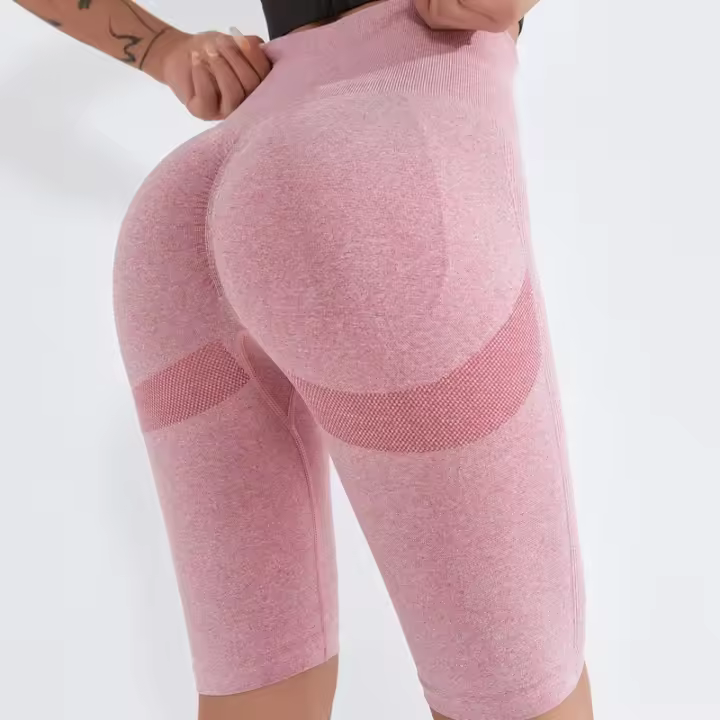 Pantalones cortos deportivos para mujer, pantalones cortos de Yoga sin costuras para Fitness, ropa deportiva de cintura alta para gimnasio, entrenamiento femenino, pantalones para correr, - 1