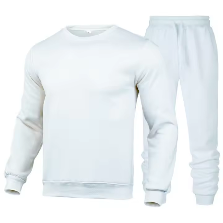 Suéter deportivo informal de dos piezas con cuello redondo para hombre y mujer, pantalones de otoño, color sólido - 1