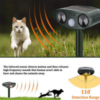 Repelente solar de animales ultrasónico para exteriores disuasivo para perros y gatos Sensor de movimiento de 110° 6-8m con luz para mapache mofeta ciervo jardín y Patio - details 5