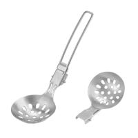 Cuchara de sopa plegable de acero inoxidable para acampar al aire libre, utensilios de cocina portátiles resistentes al desgaste, herramientas - details 11