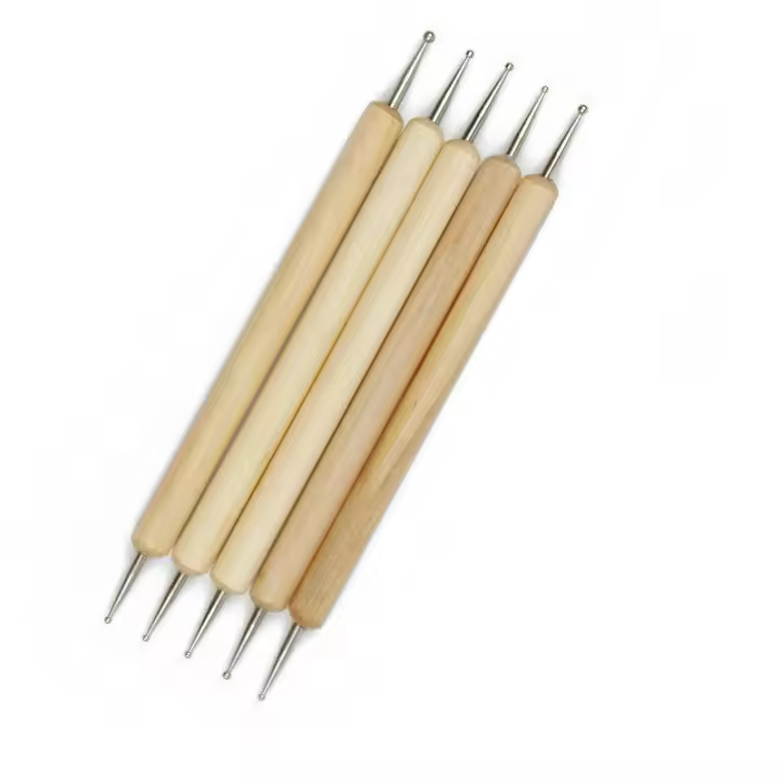 Juego de Herramientas de punteado de madera de doble punta, 5 piezas, Kit de pintura de manicura, diseño de uñas - 1