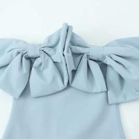 Vestido Mini de Moda para Mujer con Lazo Azul Vestido Chic sin Mangas y sin Correa con Lazo Retro - details 3