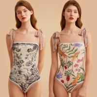Traje de Baño Vintage con Estampado de Doble Cara para Mujer Traje de Playa Sexy de Una Pieza - details 1