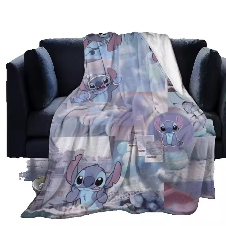 Manta de Lana Sherpa con estampado 3D para el hogar, manta de franela supersuave con diseño de Lilo & Stitch, pavimentada y empalmada, para el aire acondicionado, Sofa-X50 de cama, 626 - 1