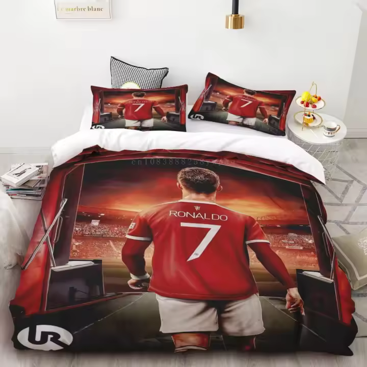 Juego de Cubierta de Edredón de Fútbol CR7 Juego de Ropa de Cama de Poliéster para Niños y Niñas - 1