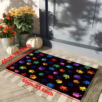1 Alfombra De Puerta Con Patrón De huelas Coloridas, Antideslizante, A Prueba De Aceite, Alfombra Impermeable - details 5
