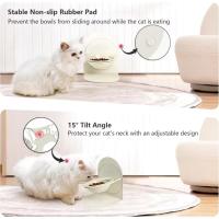 Cuenco elevado inclinado para gatos de interior, cuenco de cerámica elevado para comida para gatos con soporte de Metal, cuenco antideslizante y antiderrames para comida para mascotas para gatos - details 4