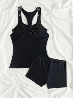 Traje de baño de dos piezas para mujer, Tankini, conjunto de Bikini sólido, bóxer, pantalones cortos, ropa de playa, Verano - details 4