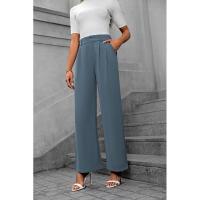 Pantalones de oficina de moda para mujer de cintura alta y pierna ancha 2025 en algodón original. - details 15