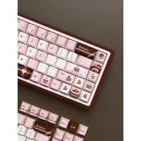 Teclas temáticas de pastel de chocolate PIWIJOY, 146 teclas rosas, perfil de cereza, PBT duradero. Con diseños artísticos, compatible con mecánico - details 6