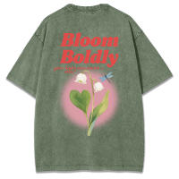 Camiseta lavada con estampado de orquídeas Bloom Boldly Bell, ropa de calle suave de verano para mujer, camisetas deportivas cómodas, pantalón corto informal de calle de manga - details 42