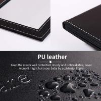 Espejo plegable portátil de PU para viaje, espejo de tocador ultrafino Rectangular ajustable con soporte, para viaje, Camping, hogar - details 3