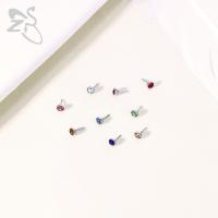 ZS-Piercings de acero inoxidable para el cartílago de la oreja, Piercings de hélice Tragus de cristal sin rosca, estilo Push-In, Labret, labio superior, 1,5 MM-4MM, CZ, 1 pieza - details 3
