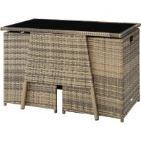 Conjunto de Exteriores de Aluminio Resistente a la Intemperie 2 Sillas con Almohadillas, Mesa de Cristal, Apilable, Fundas Extraíbles - details 6