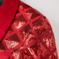 Vestido de lentejuelas para hombre, chaqueta de traje, abrigo de esmoquin para fiesta y festival - details 13